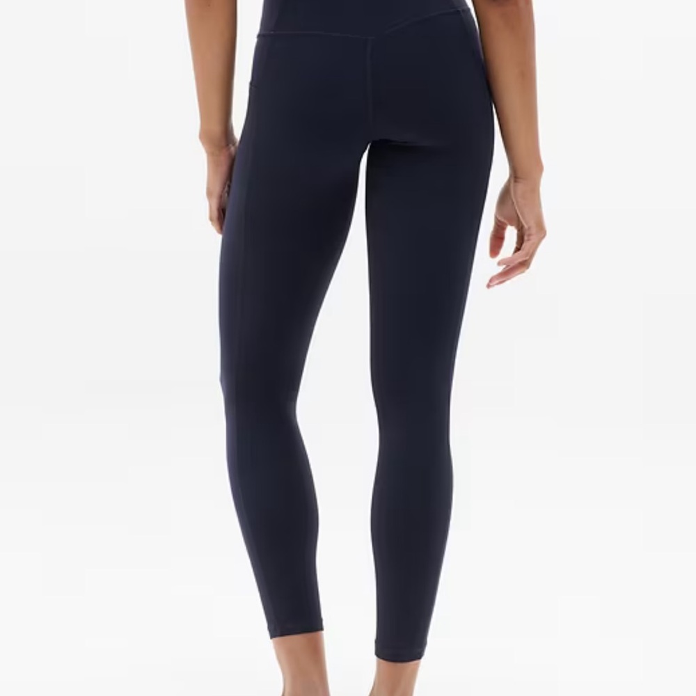 Athleta Salutation Stash Mesh 7/8 Tight Leggings Black High Rise Compression